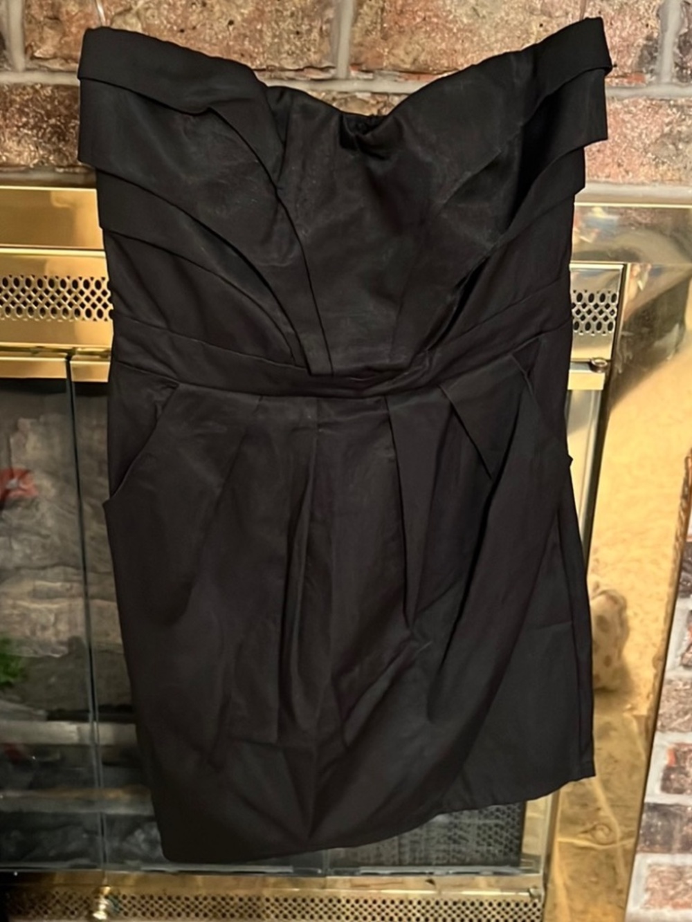 MUSTARD SEED SIZE MEDIUM M BLACK STRAPLESS MINI DRESS W/ POCKETS LOT6059